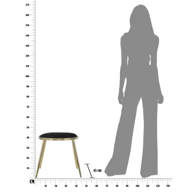 Stołek GLAM EMILY Czarny Ø 45X45 cm (Wysokość Nóg 41 cm)